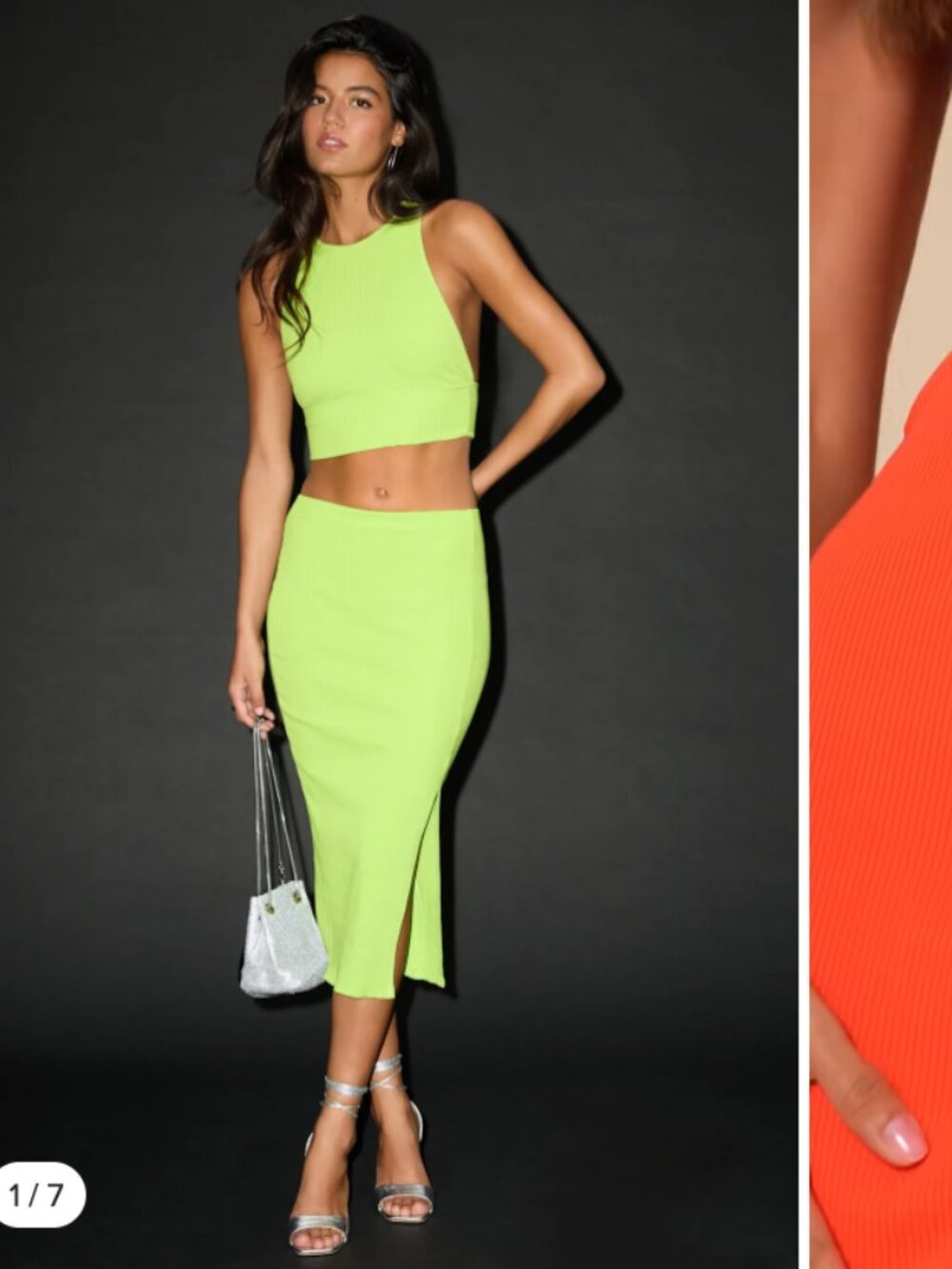 Lulus - Absolute Edge Lime Green Sleeveless Two-Piece Bodycon Midi Dress - S